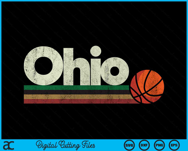 Vintage Basketball Ohio B-Ball Retro Stripes SVG PNG Digital Cutting Files