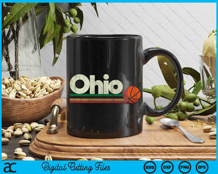 Vintage Basketball Ohio B-Ball Retro Stripes SVG PNG Digital Cutting Files