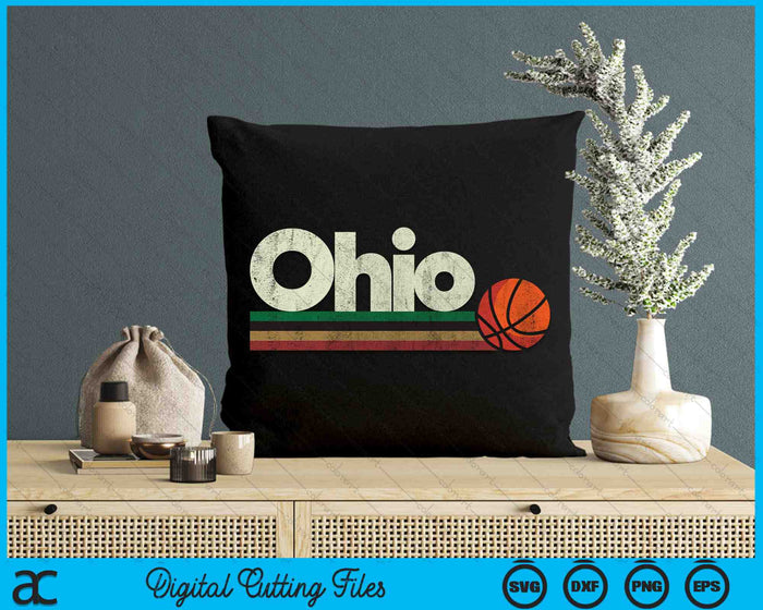 Vintage Basketball Ohio B-Ball Retro Stripes SVG PNG Digital Cutting Files