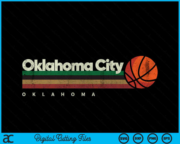 Vintage Basketball Oklahoma City B-Ball Retro Stripes SVG PNG Digital Cutting Files