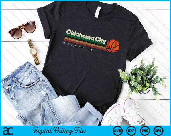 Vintage Basketball Oklahoma City B-Ball Retro Stripes SVG PNG Digital Cutting Files