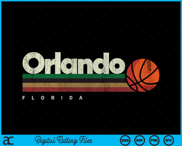 Vintage Basketball Orlando City B-Ball Retro Stripes SVG PNG Digital Cutting Files