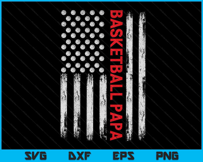 Vintage basketbal Papa USA vlag SVG PNG digitale afdrukbare bestanden