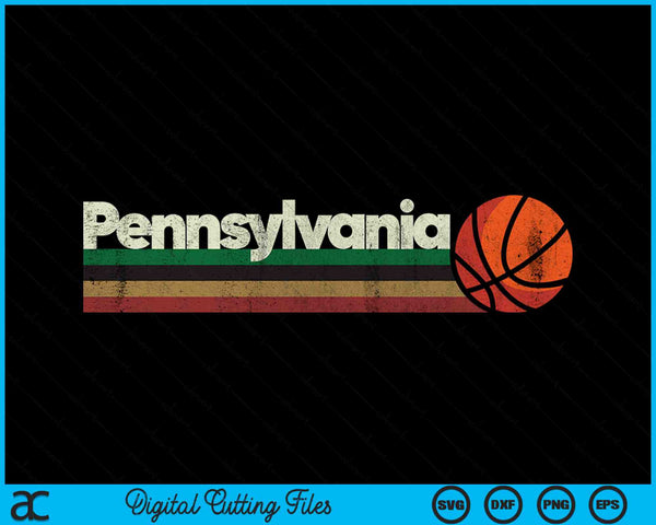 Vintage Basketball Pennsylvania B-Ball Retro Stripes SVG PNG Digital Cutting Files