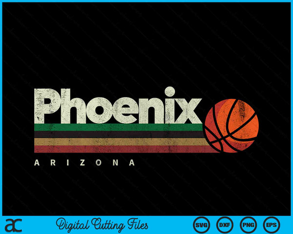 Vintage Basketball Phoenix City B-Ball Retro Stripes SVG PNG Digital Cutting Files