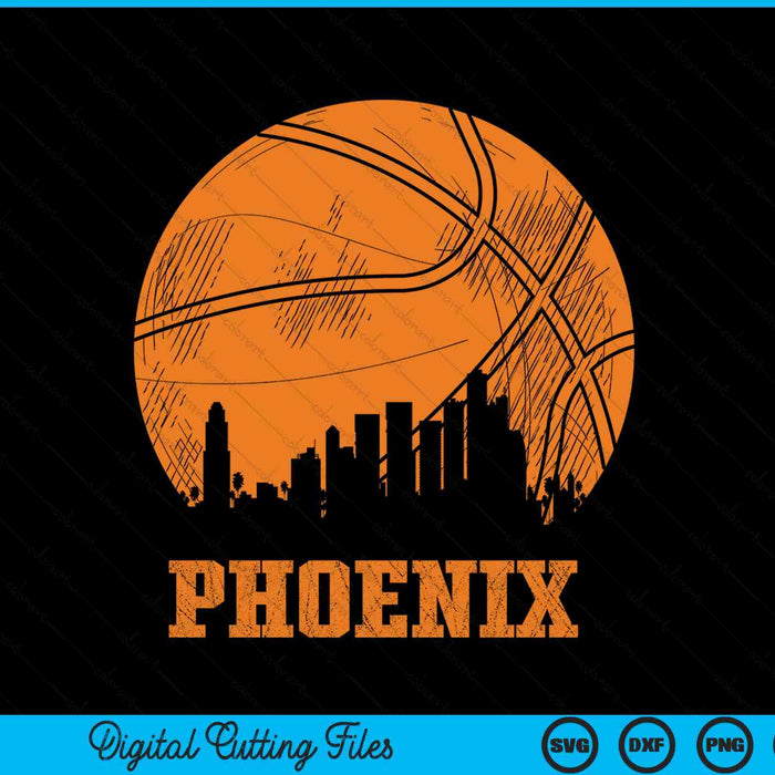Vintage basketball Phoenix city skyline outfit SVG PNG cut file for Cricut
