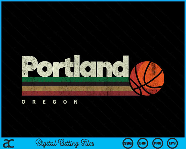 Vintage Basketball Portland City B-Ball Retro Stripes SVG PNG Digital Cutting Files