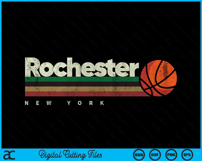 Vintage Basketball Rochester City B-Ball Retro Stripes SVG PNG Digital Cutting Files