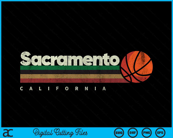 Vintage Basketball Sacramento City B-Ball Retro Stripes SVG PNG Digital Cutting Files