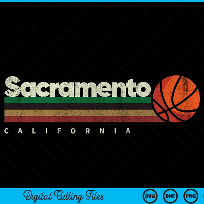 Vintage basketball Sacramento city b-ball retro stripes SVG cut file