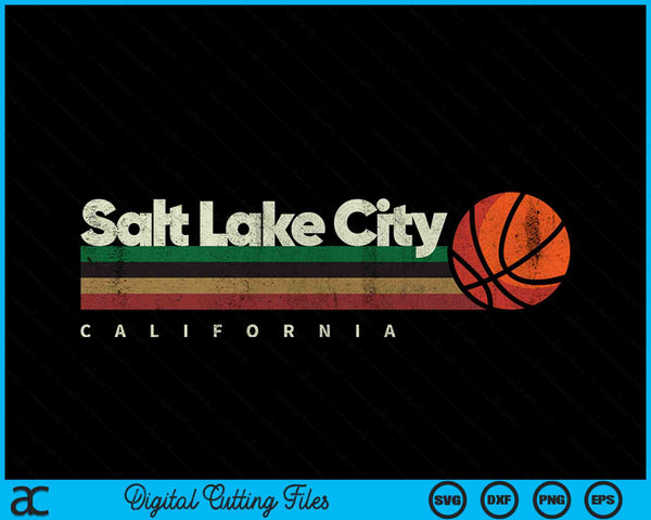 Vintage Basketball Salt Lake City B-Ball Retro Stripes SVG PNG Digital Cutting Files