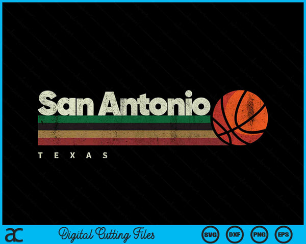 Vintage Basketball San Antonio City B-Ball Retro Stripes SVG PNG Digital Cutting Files