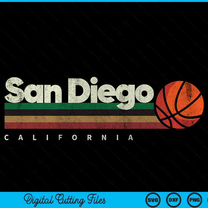Vintage basketball San Diego city b-ball retro stripes SVG cut file