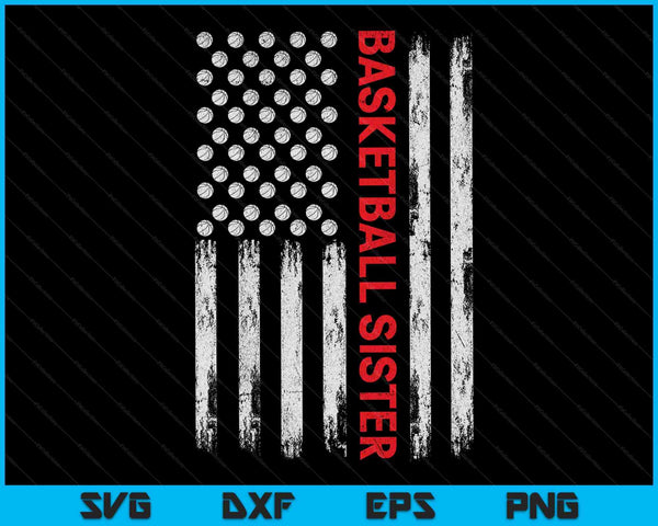 Vintage basketbal zus USA vlag SVG PNG digitale afdrukbare bestanden