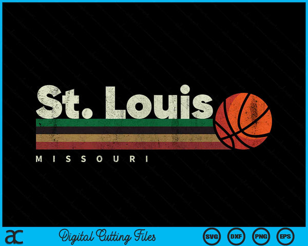 Vintage Basketball St. Louis City B-Ball Retro Stripes SVG PNG Digital Cutting Files