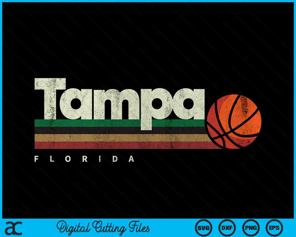 Vintage Basketball Tampa City B-Ball Retro Stripes SVG PNG Digital Cutting Files