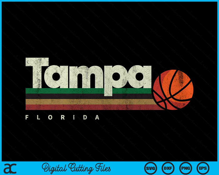 Vintage Basketball Tampa City B-Ball Retro Stripes SVG PNG Digital Cutting Files