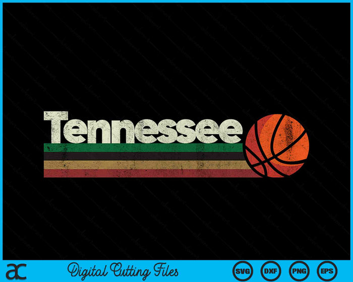 Vintage Basketball Tennessee B-Ball Retro Stripes SVG PNG Digital Cutting Files