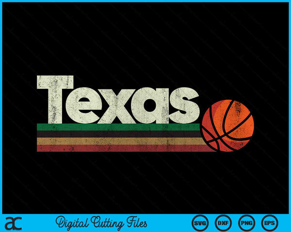 Vintage Basketball Texas B-Ball Retro Stripes SVG PNG Digital Cutting Files
