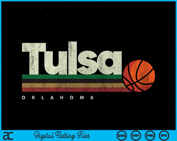 Vintage Basketball Tulsa City B-Ball Retro Stripes SVG PNG Digital Cutting Files