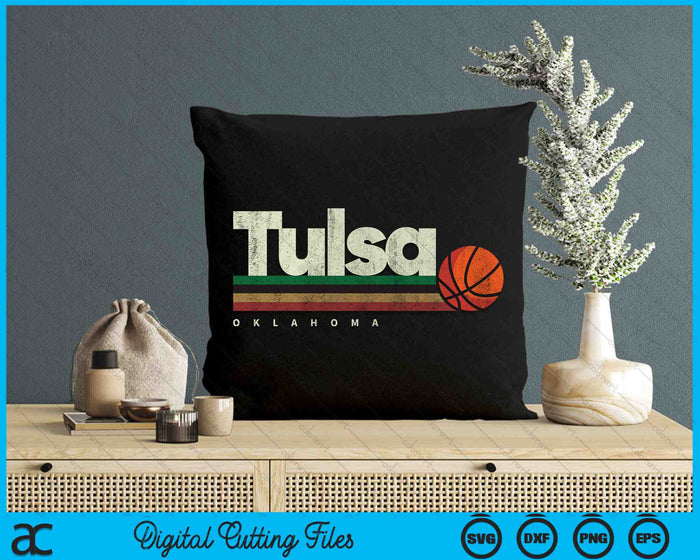 Vintage Basketball Tulsa City B-Ball Retro Stripes SVG PNG Digital Cutting Files