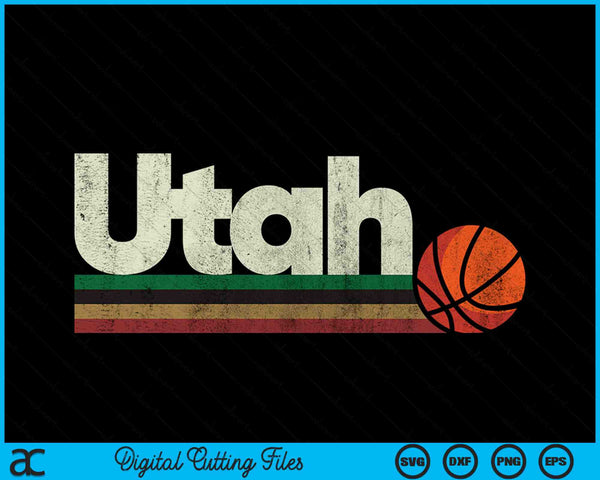 Vintage Basketball Utah B-Ball Retro Stripes SVG PNG Digital Cutting Files