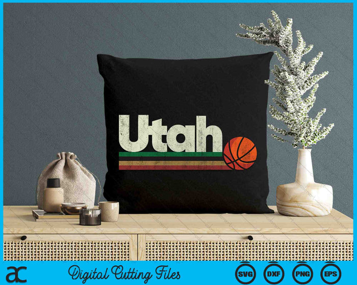 Vintage Basketball Utah B-Ball Retro Stripes SVG PNG Digital Cutting Files