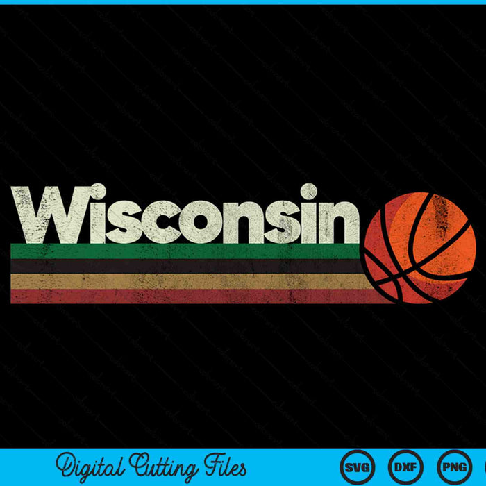 Vintage basketball Wisconsin b-ball retro stripes SVG cut file