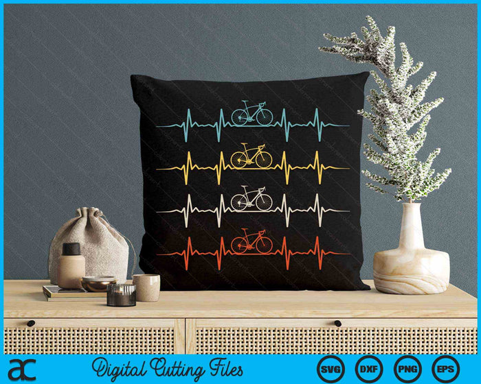 Vintage Bicycle Heartbeat Racing Cyclist Bike Pulse Line SVG PNG Digital Cutting Files