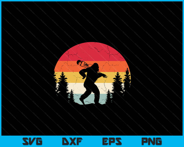 Vintage Bigfoot Plumber Pipe Wrench Sasquatch Plumbing SVG PNG Digital Cutting Files