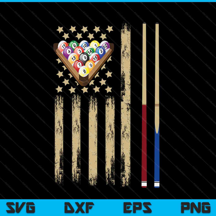 Vintage billiard American flag pool player SVG cut file