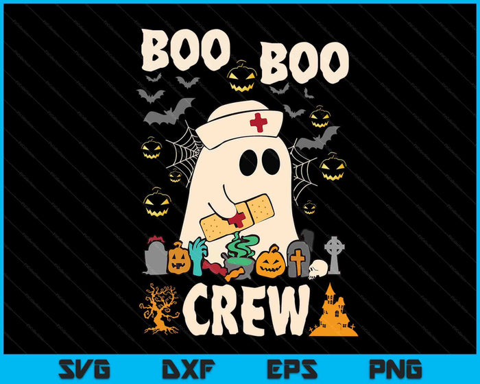 Boo Boo Crew Enfermera Fantasma Disfraz de Halloween SVG PNG Archivos de corte digital