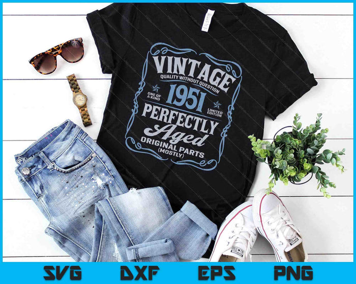Vintage Born In 1951 Classic 74th Birthday SVG PNG Digital Printable Files