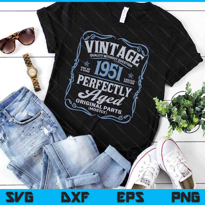 Vintage Born In 1951 Classic 74th Birthday SVG PNG Digital Printable Files