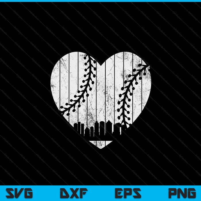 Vintage Boston Baseball Heart With Skyline SVG PNG Digital Cutting File