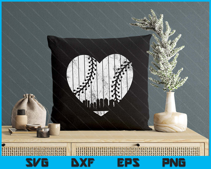 Vintage Boston Baseball Heart With Skyline SVG PNG Digital Cutting File