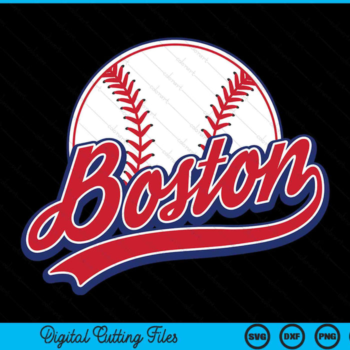 Vintage Boston cityscape baseball SVG PNG cut file for Cricut