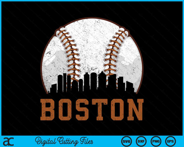 Vintage Boston Cityscape Baseball SVG PNG Cutting Printable Files