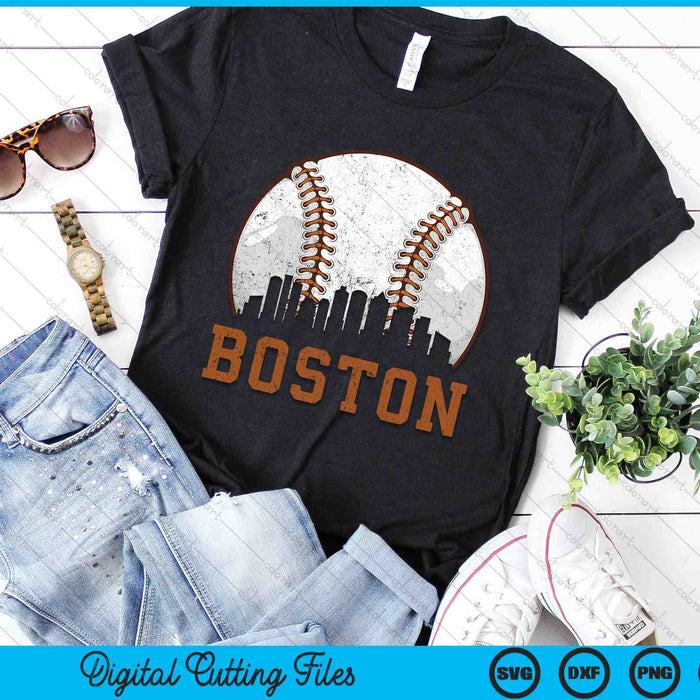 Vintage Boston Cityscape Baseball SVG PNG Cutting Printable Files