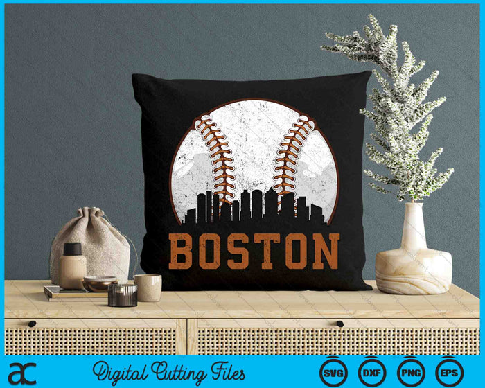 Vintage Boston Cityscape Baseball SVG PNG Cutting Printable Files