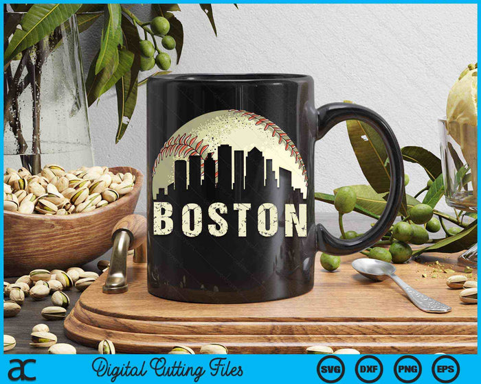 Vintage Boston Cityscape Baseball Lover SVG PNG Cutting Printable Files
