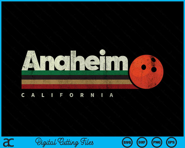 Vintage Bowling Anaheim City Bowling Retro Stripes SVG PNG Digital Cutting Files