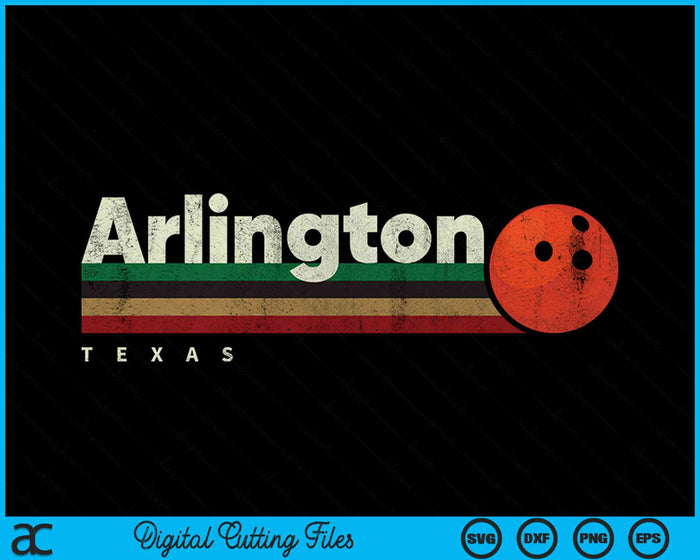 Vintage Bowling Arlington City Bowling Retro Stripes SVG PNG Digital Cutting Files