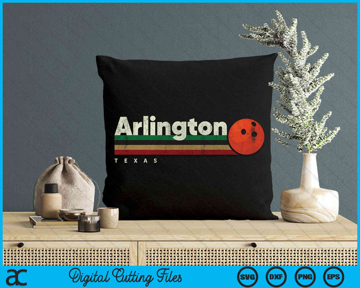 Vintage Bowling Arlington City Bowling Retro Stripes SVG PNG Digital Cutting Files