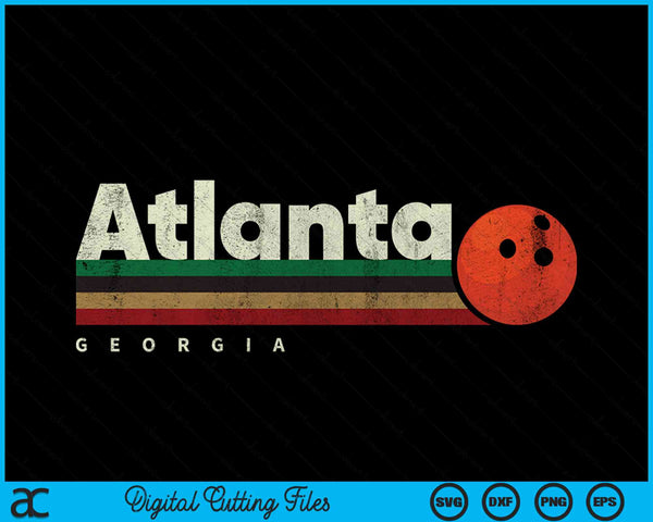 Vintage Bowling Atlanta City Bowling Retro Stripes SVG PNG Digital Cutting Files