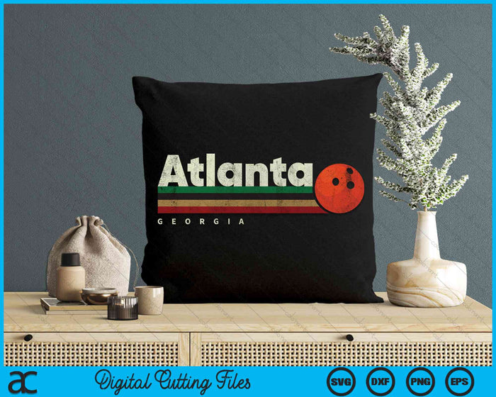 Vintage Bowling Atlanta City Bowling Retro Stripes SVG PNG Digital Cutting Files