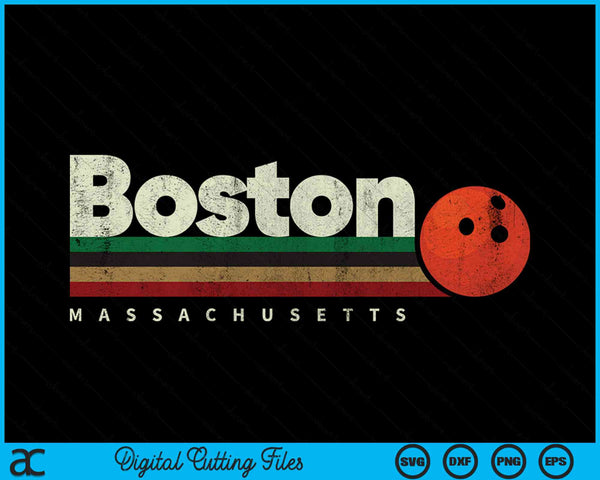 Vintage Bowling Boston City Bowling Retro Stripes SVG PNG Digital Cutting Files