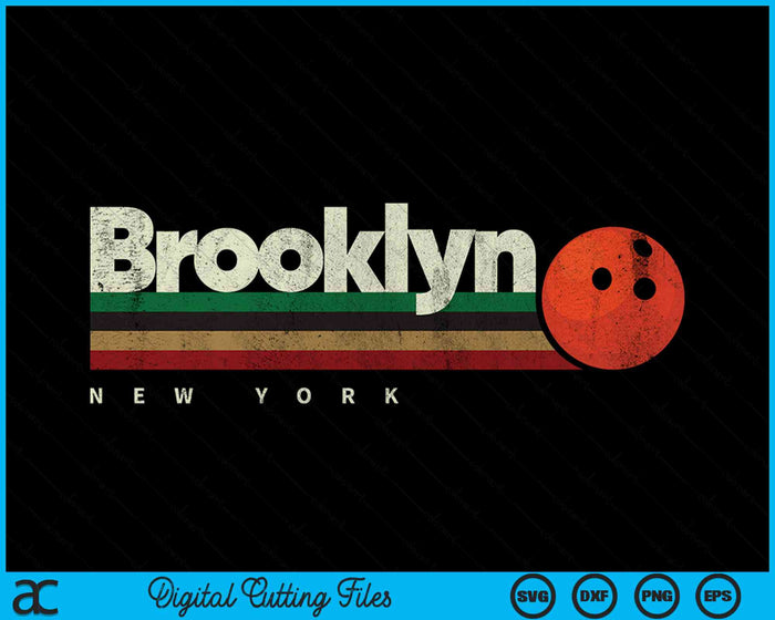 Vintage Bowling Brooklyn City Bowling Retro Stripes SVG PNG Digital Cutting Files