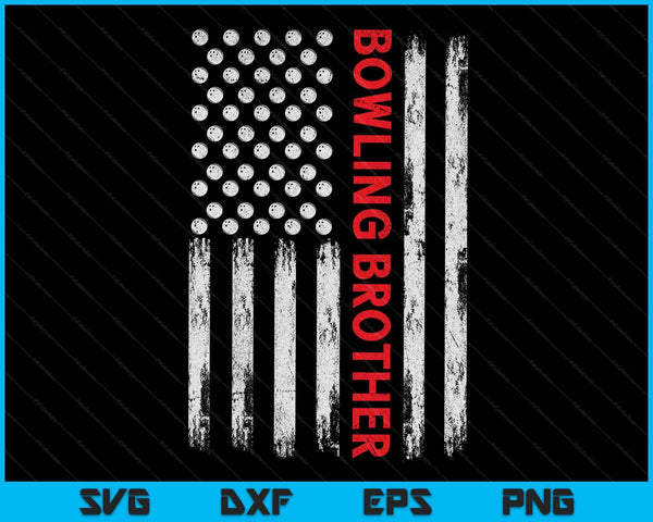 Vintage Bowling Brother USA Flag SVG PNG Digital Printable Files