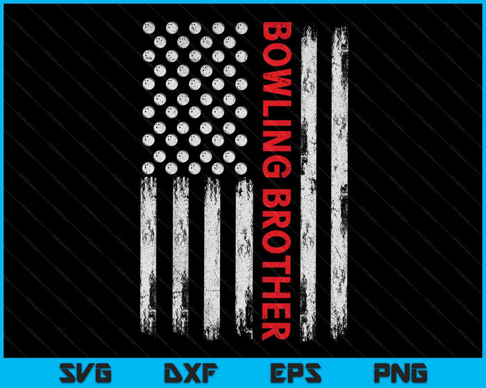 Vintage Bowling Brother USA vlag SVG PNG digitale afdrukbare bestanden